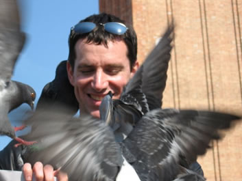 Todd with pigeons